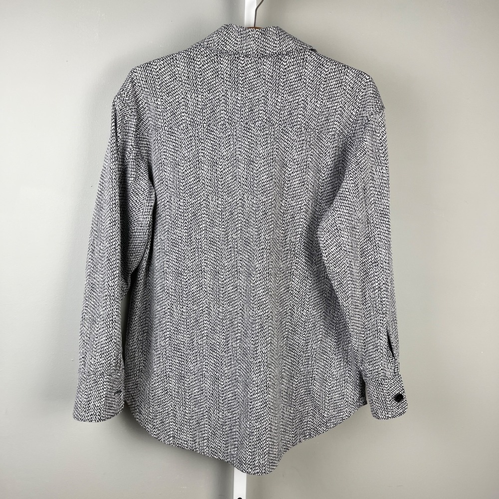 Athleta Textured Shirt Jacket Womens S Black White Button Up Long Sleeve - Picture 6 of 8